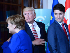 German Chancellor Angela Merkel, United States President Donald Trump and Prime Minister Justin Trudeau at the recent G7 Summit in Taormina, Italy.