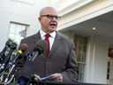 U.S. National Security Advisor H. R. McMaster speaks to reporters outside of the West Wing at the White House on May 15, 2017.
