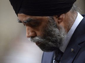 Defence Minister Harjit Sajjan during question period in the House of Commons on Parliament Hill in Ottawa on Tuesday, May 2, 2017.