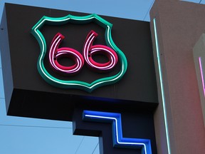 One of the neon signs that lines historic Route 66 in Albuquerque, N.M.