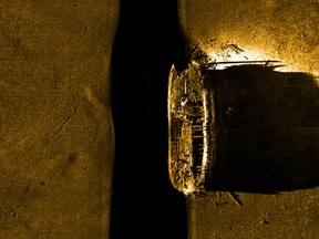 Sonar picture of the sunken HMS Erebus, abandoned during the Franklin Expedition. Photo by Parks Canada