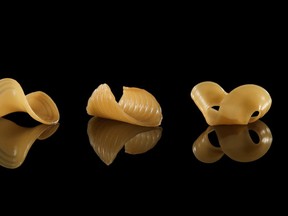 "Culinary performance art" turns edible sheets to 3-D pasta forms once they're cooked.