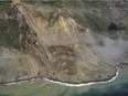 A massive landslide along California's coastal Highway 1 that has buried the road under a 40-foot layer of rock and dirt.