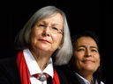 Marion Buller, left, Chief Commissioner of the National Inquiry into Missing and Murdered Indigenous Women, along with her colleague, commissioner Michele Audette, in February 2017.