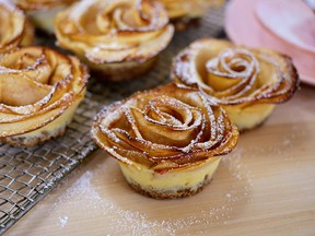 End your special Mother's Day meal on a high note with these beautiful and delicious individual-sized apple rose cheesecake desserts.