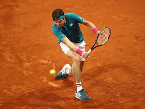 Milos Raonic could not get his serve in gear against Belgian David Goffin in the round of 16 at the Mutua Madrid Open on May 11, 2017.