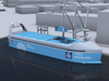 A computer simulation provided by Yara International ASA shows the design for the "Yara Birkeland" vessel, the world's first fully electric and autonomous container ship.