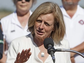 Alberta Premier Rachel Notley speaks about the a new hospital that will be built in Edmonton Alta, on Tuesday, May 30, 2017. THE CANADIAN PRESS/Jason Franson ORG XMIT: EDM101