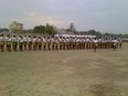 Children take part in a drill at the headquarters for the far-right Hindu group Rashtriya Swayamsewak Sangh in Reshimbag Ground, Nagpur, India.