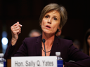 Former acting Attorney General Sally Yates testifies on Capitol Hill in Washington, Monday, May 8, 2017, before the Senate Judiciary subcommittee on Crime and Terrorism hearing: 