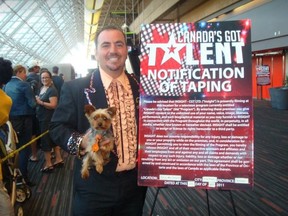 Domenico Gatto and his dog Bijou at a Canada's Got Talent audition.