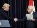 U.S. President Donald Trump and Palestinian leader Mahmud Abbas give a joint press conference at the presidential palace in the West Bank city of Bethlehem on May 23, 2017. 