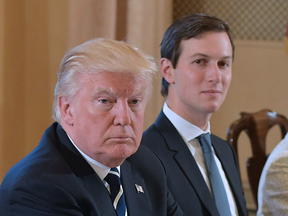 U.S. President Donald Trump with Jared Kushner, his son-in-law and senior advisor, in Rome on May 24, 2017.