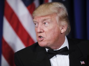 President Donald Trump speaks during his meeting with Australian Prime Minister Malcolm Turnbull aboard the USS Intrepid, a decommissioned aircraft carrier docked in the Hudson River in New York, Thursday, May 4, 2017.