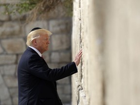 President Donald Trump visits the Western Wall, Monday, May 22, 2017, in Jerusalem.