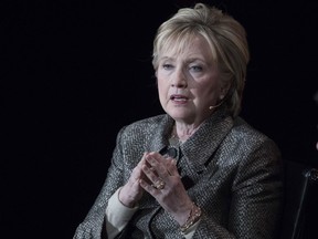 Former Secretary of State Hillary Clinton speaks in New York on April 6, 2017. The former Democratic presidential nominee unveiled "Onward Together", an organization that aims to empower Democrats and liberal groups that are building a network of candidates to oppose President Donald Trump.