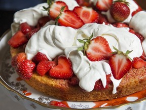 Bonnie Stern's strawberry shortcake with cooked berries and cream.