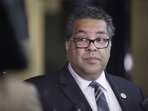 City of Calgary Mayor Naheed Nenshi speaks outside council chambers on Monday, June 26, 2017