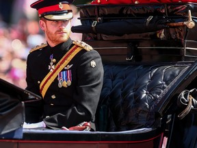 Prince Harry attends the Trooping of the Colour June 17, 2017.
