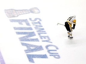 Pittsburgh Penguins forward Evgeni Malkin lowers his head against the Nashville Predators on June 3.