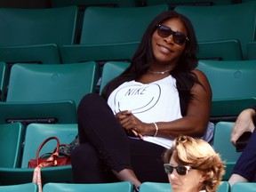 Serena Williams, six months pregnant, showed up in the leafy confines of the 16th Arrondissement to cheer on her sister, Venus, and hobnob with friends.