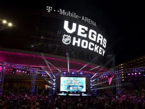 In this Nov. 22, 2016 file photo, a crowd waits before the official unveiling of the Vegas Golden Knights in Las Vegas.