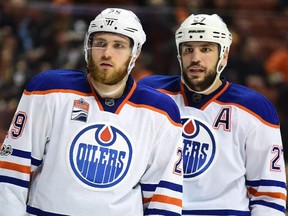 Leon Draisaitl, left, and Milan Lucic will be on the Edmonton Oilers protection list when it is submitted to the NHL on Saturday. Lucic must be protected because of the active no-movement clause in his contract.