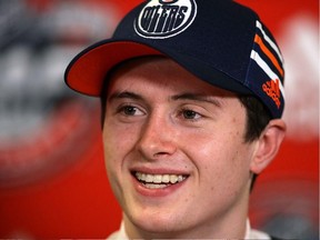Kailer Yamamoto is interviewed after being drafted by the Edmonton Oilers on June 23.
