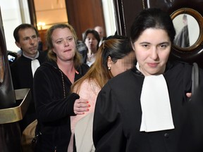 One of the victims arrives to attend the so-called "Conrad princesses" trial in front of the Brussels criminal court for human trafficking, on May 11, 2017. United Arab Emirates' princess Sjeika Alnehayan and seven of her daughters were found guilty of mistreating 20 of their employees as they where living in one level of the Conrad hotel (now Steigenberger) in 2008.