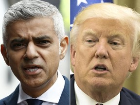 London Mayor Sadiq Khan says Londoners don't want U.S. President Donald Trump to visit the country after his comments about the city's response to its most recent terror attack.