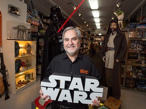 This file photo taken on November 24, 2015 shows Steve Sansweet, owner and self-proclaimed CEO of Rancho Obi-Wan, the world's largest private collection of Star Wars memorabilia in Petaluma, California.