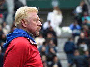 Former German tennis star Boris Becker, seen in a file photo, has been declared bankrupt by a court in London after failing to pay a "substantial" long-standing debt he's held since 2015.