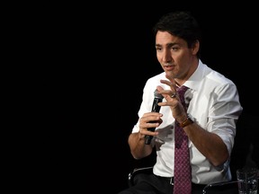 Prime Minister of Canada Justin Trudeau  at the Eighth Annual Women In The World Summit at Lincoln Center for the Performing Arts in New York City.