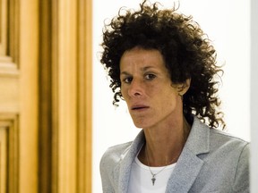 Andrea Constand walks from the courtroom after testifying at Bill Cosby's sexual assault trial at the Montgomery County Courthouse in Norristown, Pa., Tuesday, June 6, 2017.