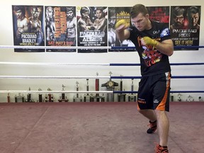 Boxer Jeff Horn trains in a gym in Brisbane, Australia, Monday, June 26, 2017. Horn is preparing for his WBO welterweight world boxing title bout against Filipino Manny Pacquiao on Sunday, July 2. (AP Photo/John Pye)