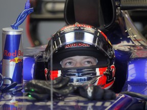 Red Bull Formula One driver Max Verstappen of Netherlands in his car in the pit lane during the first practice session at the F1 Grand Prix circuit in Baku, Azerbaijan, Friday, June 23, 2017. The Formula One Grand Prix of Europe will be held on Sunday. (AP Photo/Efrem Lukatsky)