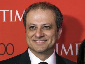 FILE - In this April 25, 2017 file photo, former U.S. Attorney Preet Bharara attends the TIME 100 Gala, celebrating the 100 most influential people in the world, in New York. Bharara, who was fired earlier this year by President Donald Trump, has a book deal with Alfred A. Knopf. The currently untitled book is expected in early 2019. (Photo by Charles Sykes/Invision/AP, File)