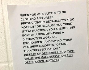 'Instead of dressing like a THOT, value male education': Sign at Alberta school has girls up in arms file photo