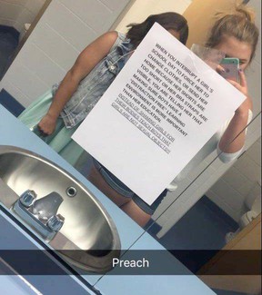 'Instead of dressing like a THOT, value male education': Sign at Alberta school has girls up in arms Snapchat