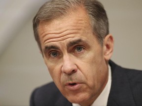 Bank of England Governor Mark Carney speaks during the Bank of England's financial stability report at the Bank of England in the City of London on Tuesday June 27, 2017.  (Jonathan Brady/Pool via AP)