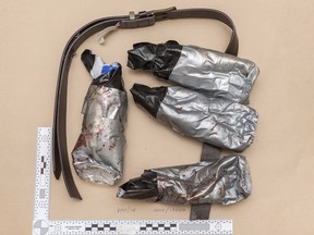 A fake suicide belt worn by one of the London Bridge attackers in the attacks of Saturday June 3 which killed several people and wounded dozens more