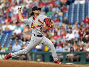 St. Louis Cardinals' Mike Leake pitches during the second inning of a baseball game against the Philadelphia Phillies, Tuesday, June 20, 2017, in Philadelphia. (AP Photo/Matt Slocum)
