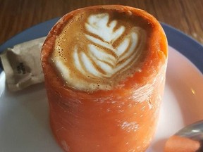 Not to be outdone by Melbourne cafes, Local's Corner in Seaforth (a suburb of Sydney) served a piccolo-sized coffee in a hollowed out carrot.