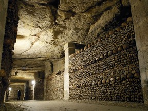 The catacombs in Paris have hundreds of miles of tunnels containing the remains of six million people