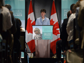 Minister of International Development Marie-Claude Bibeau launches Canada's new Feminist International Assistance Policy during an event in Ottawa, Friday June 9, 2017.