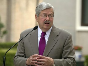 U.S. Ambassador to China Terry Branstad, makes comments about pro-democracy activist and Nobel Laureate Liu Xiaobo during a photocall and remarks to journalists at the Ambassador's residence in Beijing, China, Wednesday, June 28, 2017. The newly arrived U.S. ambassador in Beijing says the Nobel Peace Prize laureate should be allowed to get treatment outside China after he was diagnosed with cancer while imprisoned for subversion. (AP Photo/Ng Han Guan)