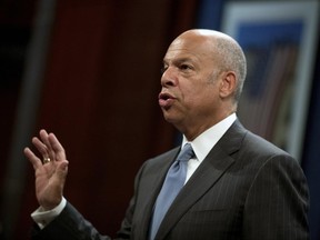 Former Homeland Security Secretary Jeh Johnson is sworn in to the House Intelligence Committee task force on Capitol Hill in Washington, Wednesday, June 21, 2017, as part of the Russia investigation. (AP Photo/Andrew Harnik)