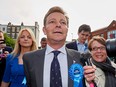 Conservative candidate Craig Mackinlay speaking to the press after being declared winner of the Thanet south seat. British prosecutors on June 2, 2017 charged a Conservative MP who is standing in next week's general election with submitting false campaign spending returns at the last election in a blow for the ruling party.