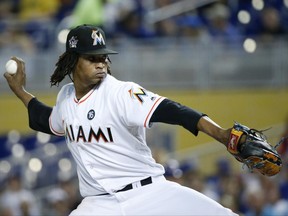 Miami Marlins' Jose Urena delivers a pitch during the first inning of a baseball game against the Chicago Cubs, Friday, June 23, 2017, in Miami. (AP Photo/Wilfredo Lee)