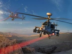 AH64 Apache helicopter with lasers